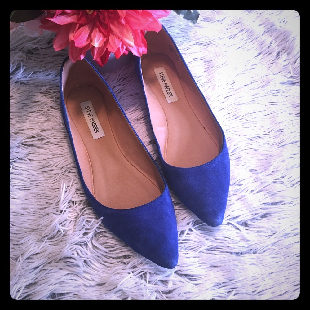 Royal blue Suede Leather point toe flats